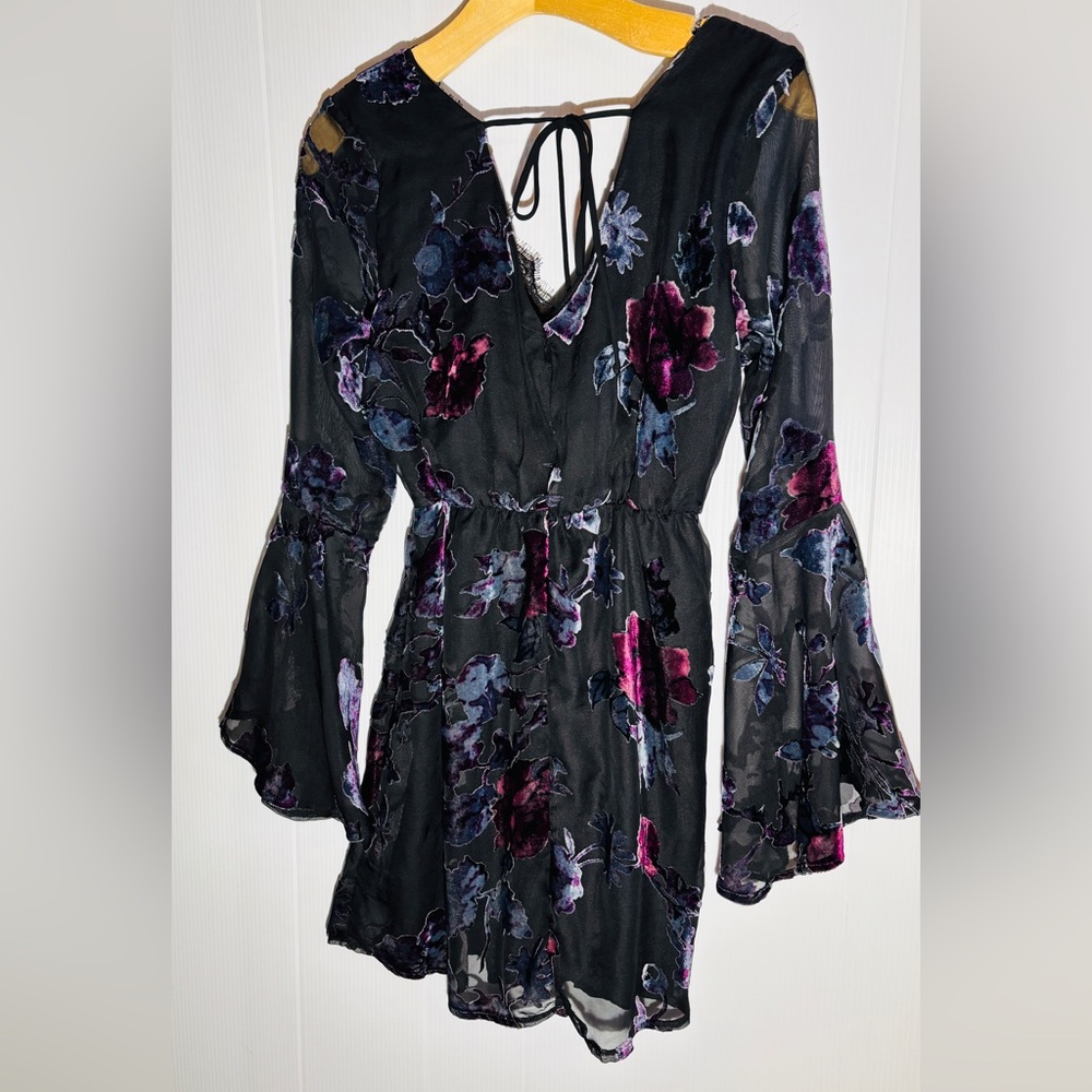 Dee Elly Floral Sheer Black Dress size small - Picture 7 of 9